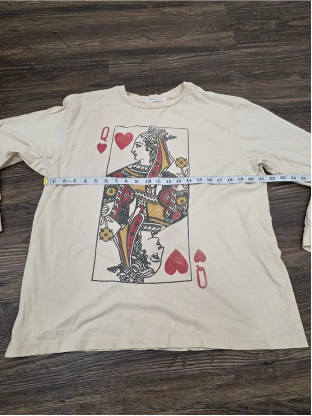 Daydreamer Queen Card Graphic Long Sleeve Tee XL Beige Made in USA Cotton - Picture 8 of 10